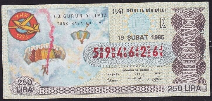 1985 19 Şubat Çeyrek Bilet - K Serisi