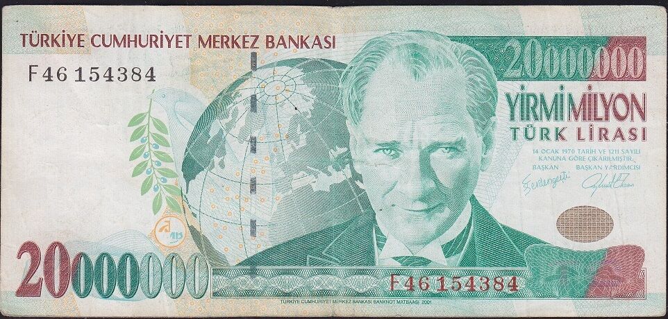 7.Emisyon 20 000 000 Lira F46 154384 Çok Temiz