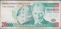7.Emisyon 20 000 000 Lira F46 154384 Çok Temiz