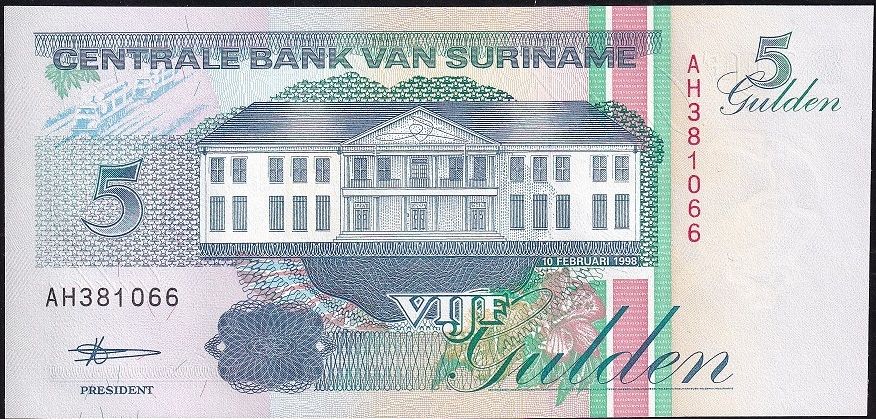 Suriname 5 Gulden 1998 Çil Pick 136c