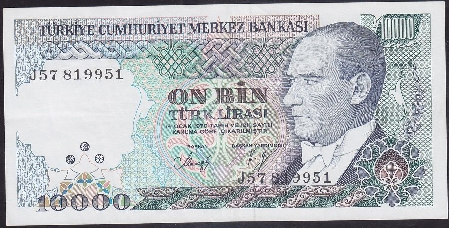 7.Emisyon 4.Tertip 10000 Lira J57 819951 Çok Çok Temiz +