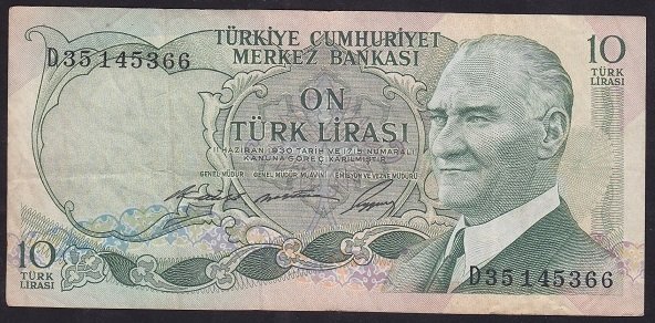 6.EMİSYON 1.TERTİP 10 LİRA D35 145366 ÇOK TEMİZ +