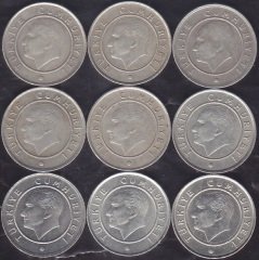 2009 - 2020 arası 9 Farklı Tarih  25 Kuruş Lotu