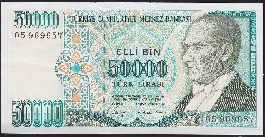7.Emisyon 1.Tertip 50000 Lira I05 969657 Çilaltı