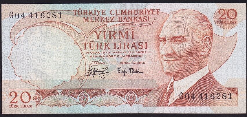 6.Emisyon 3.Tertip 20 Lira G04 416281 Çok Temiz+