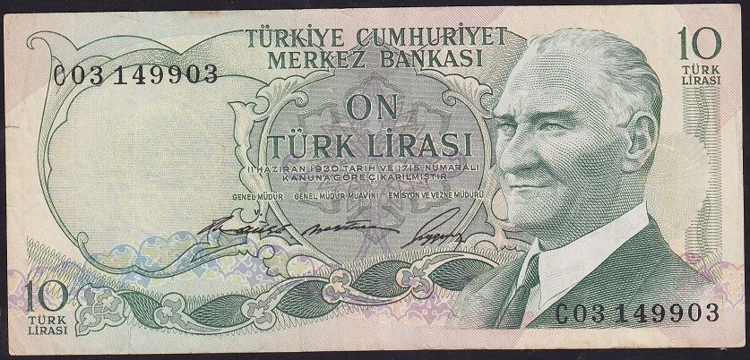 6.Emisyon 1.Tertip 10 Lira C03 149903 Temiz+