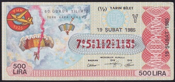 1985 19 Şubat Yarım Bilet - Y Serisi