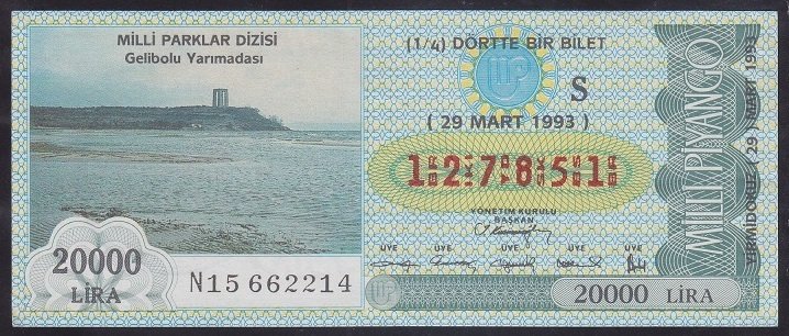 1993 29 MART ÇEYREK BİLET S SERİSİ