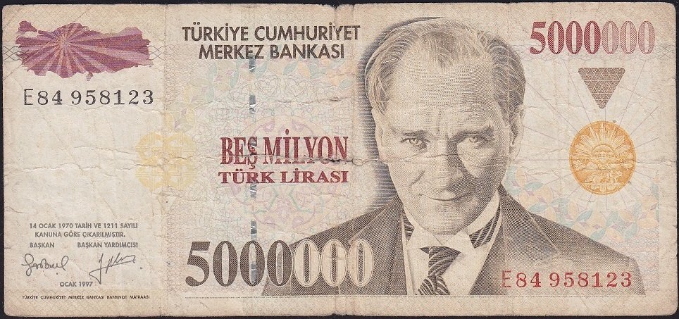 7.Emisyon 5 000 000 Lira E84 958123 Haliyle