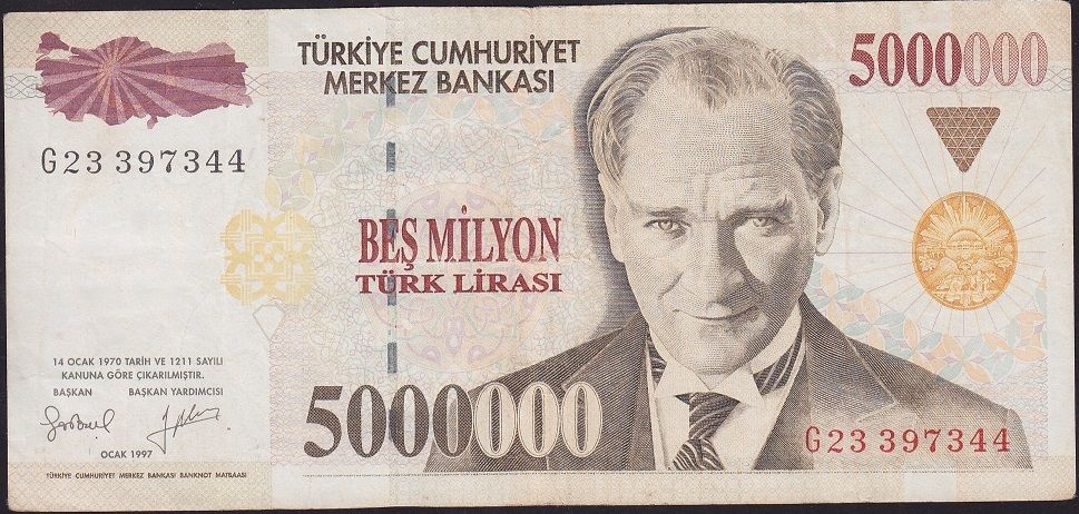 7.Emisyon 5 000 000 Lira G23 397344 Çok Temiz