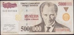 7.Emisyon 5 000 000 Lira G23 397344 Çok Temiz