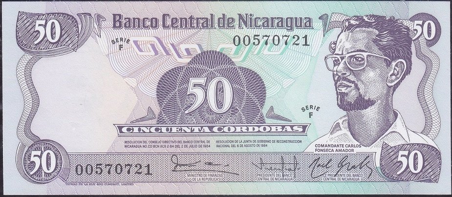 Nikaragua 50 Cordobas 1984 Çil