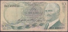 6.EMİSYON 1.TERTİP 10 LİRA B62 488627 TEMİZ