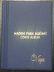 VEGA MADENİ PARA ALBÜM  ( LACİVERT ) eski para 72 ADET KAPAMA KAPASİTELİ