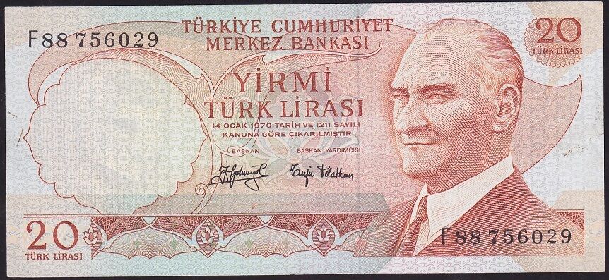 6.Emisyon 3.Tertip 20 Lira F88 756029 Çok Temiz+