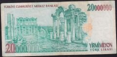 7.Emisyon 20 000 000 Lira F60 120037 Çok Temiz