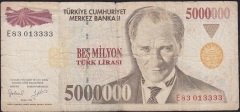 7.Emisyon 5 000 000 Lira E83 013333 Haliyle