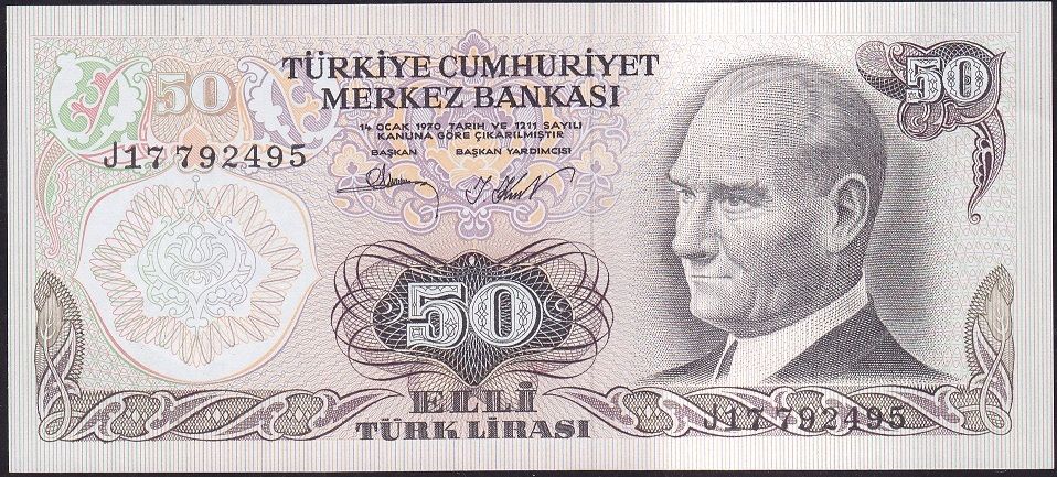 6.Emisyon 2.Tertip 50 Lira J17 924495 Çilaltı Çil