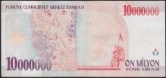 7.Emisyon 10 000 000 Lira D39 168223 Çok Temiz+