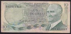 6.EMİSYON 1.TERTİP 10 LİRA D32 411415 ÇOK TEMİZ