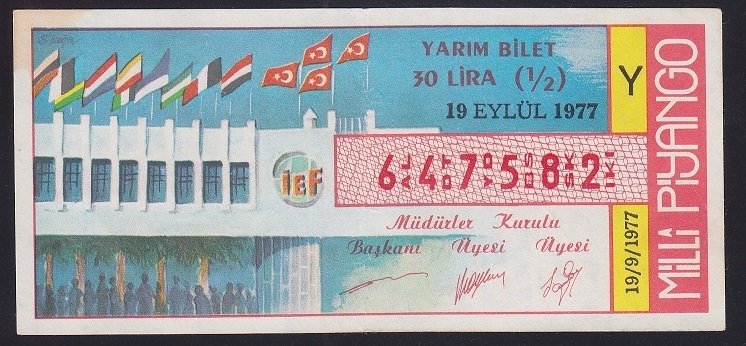 1977 19 Eylül Yarım Bilet Y Serisi
