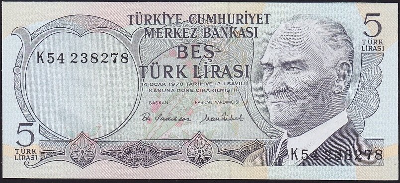 6.Emisyon 2.Tertip 5 Lira K54 238278 Çil