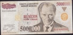 7.Emisyon 5 000 000 Lira G22 606705 Çok Temiz