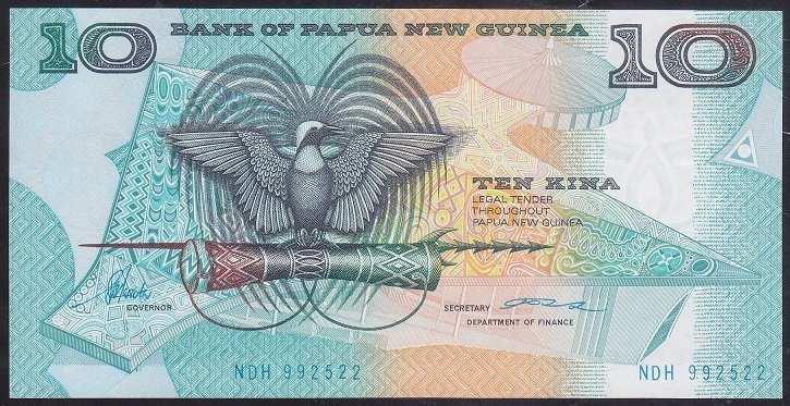 PAPUA NEW GUİNEA 10 KINA 1988 ÇİL P9c değerli eski paralar