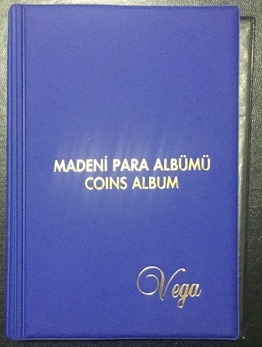 VEGA MADENİ PARA ALBÜM  ( MAVİ ) 72 ADET KAPAMA KAPASİTELİ eski kağıt para alan yerler