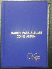 VEGA MADENİ PARA ALBÜM  ( MAVİ ) 72 ADET KAPAMA KAPASİTELİ eski kağıt para alan yerler
