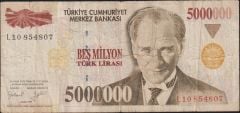 7.Emisyon 5 000 000 Lira L10 854807 Temiz