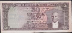 5.Emisyon 6.Tertip 50 Lira I10 068591 Çok Temiz