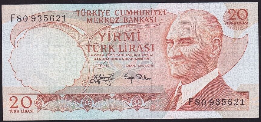 6.Emisyon 3.Tertip 20 Lira F80 935621 Çilaltı Çil