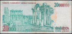 7.Emisyon 20 000 000 Lira F61 111099 Çok Temiz+