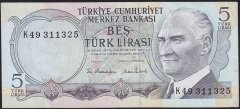 6.Emisyon 2.Tertip 5 Lira K49 311325 Çok Temiz+
