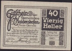 AVUSTURYA 40 HELLER NOTGELD 1920 ÇİLALTI