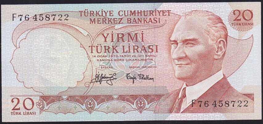 6.Emisyon 3.Tertip 20 Lira F76 458722 Çil