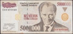 7.Emisyon 5 000 000 Lira E69 897040 Çok Temiz+