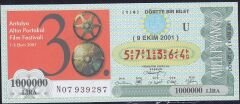 2001 9 Ekim Çeyrek Bilet - U Serisi
