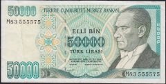7.Emisyon 2.Tertip 50000 Lira M83 555575 Çok Temiz+