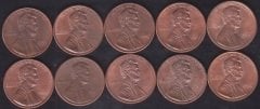 AMERİKA 1 CENT 1990-91-92-93-94-95-96-97-98-99 YILLARI 10 ADET  LOT