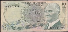 6.EMİSYON 1.TERTİP 10 LİRA B48 171878 ÇOK TEMİZ