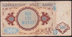Azerbaycan 500 Manat 1993 Çok Temiz Pick 19a