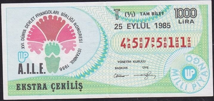 1985 25 Eylül Tam Bilet - T Serisi