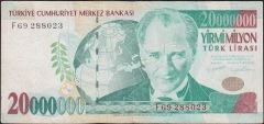 7.Emisyon 20 000 000 Lira F69 288023 Çok Temiz