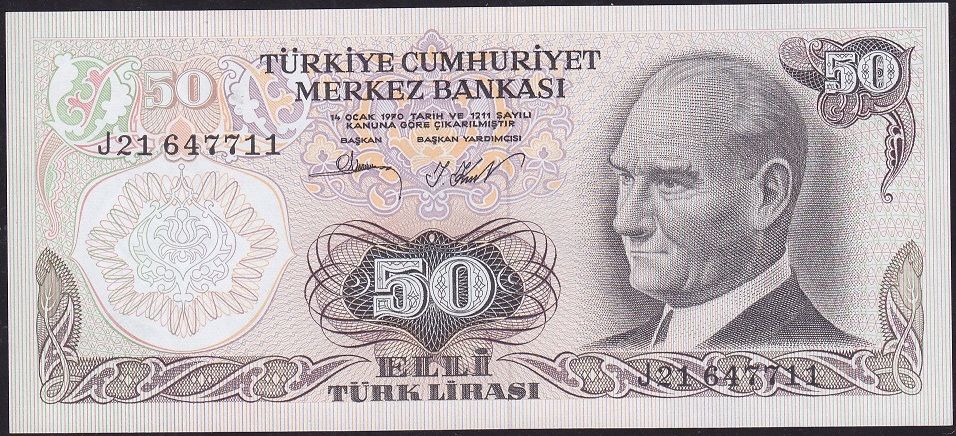 6.Emisyon 2.Tertip 50 Lira J21 647711 Çil