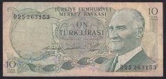 6.EMİSYON 1.TERTİP 10 LİRA D25 263153 TEMİZ +