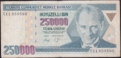 7.EMİSYON 1.TERTİP 250000 LİRA C11 859580 TEMİZ