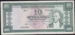 5.EMİSYON 4.TERTİP 10 LİRA Z17 278798 ÇOK TEMİZ ( DÜZLEME VAR )