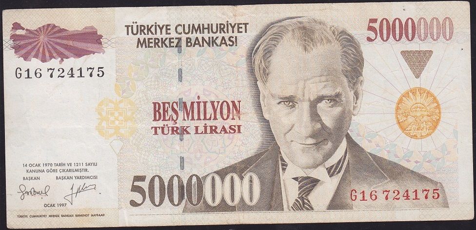 7.Emisyon 5 000 000 Lira G16 724175 Çok Temiz+